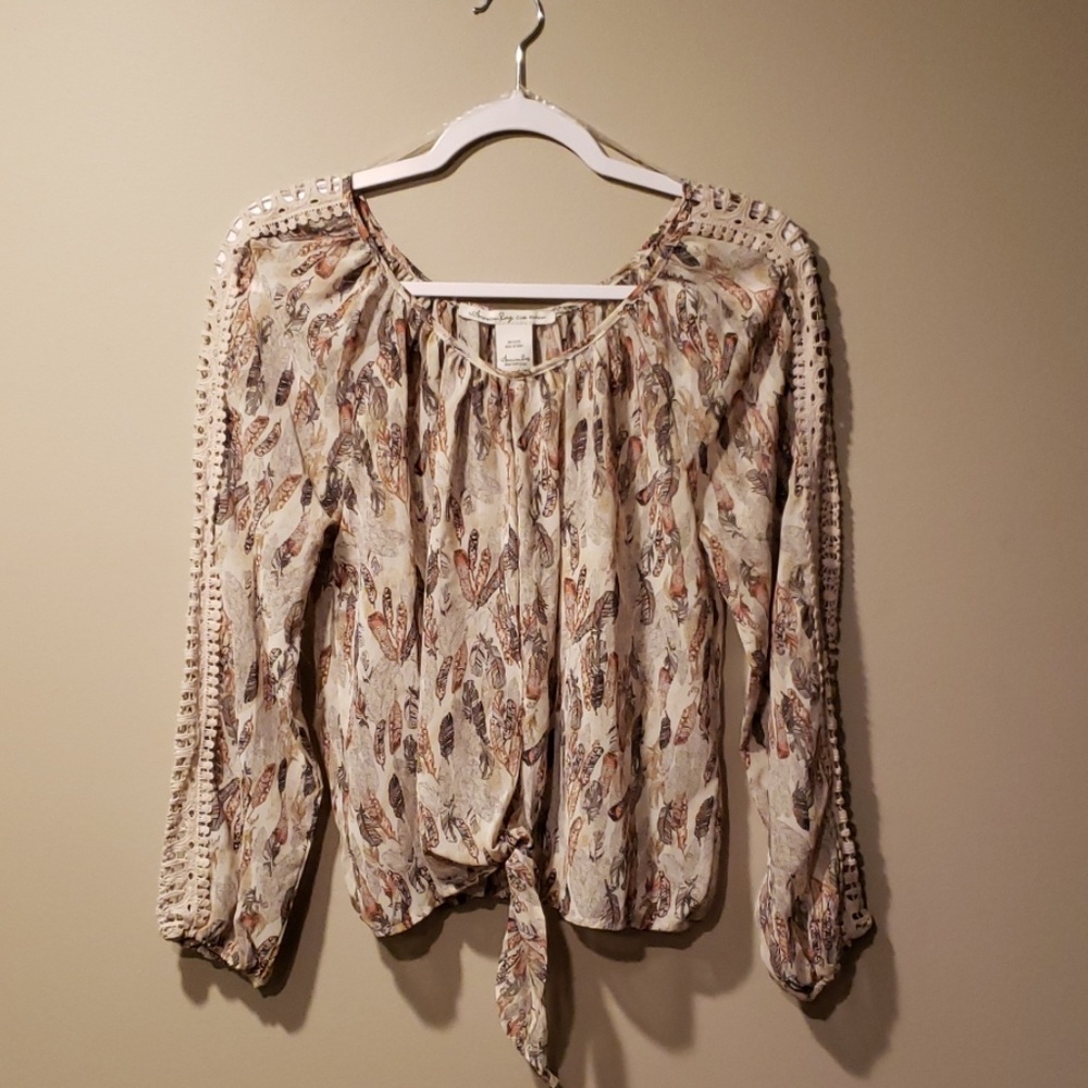 American Rag Peasant Feather Blouse